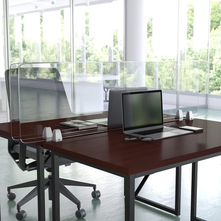 FLASH FURNITURE Clear Acrylic Desk Partition, 18"H x 60"L, Hardware Included BR-DDIA-45152-GG
